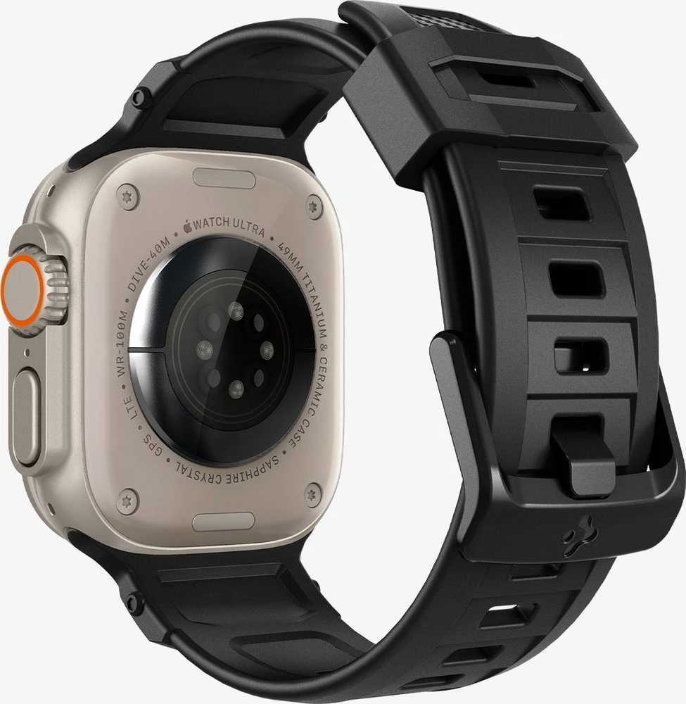Dėklas Spigen Rugged Ultra apyrankė, matinės juodos spalvos – Apple Watch 49mm/46mm/45mm/44mm/42mm