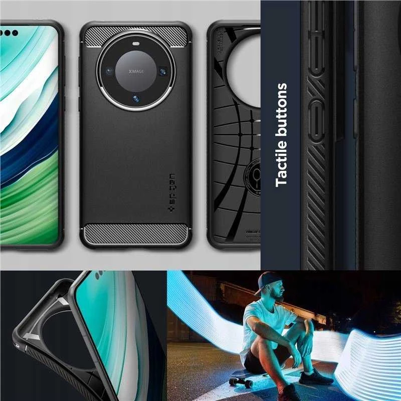 Dėklas Spigen Rugged Armor, juodas - Huawei Mate 60 Pro