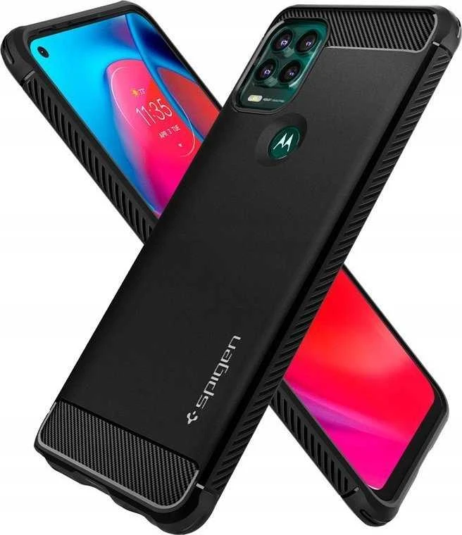 Dėklas Spigen Rugged Armor, juodas - Motorola Moto G Stylus 5G
