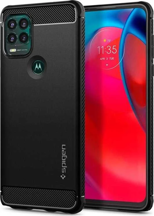 Dėklas Spigen Rugged Armor, juodas - Motorola Moto G Stylus 5G
