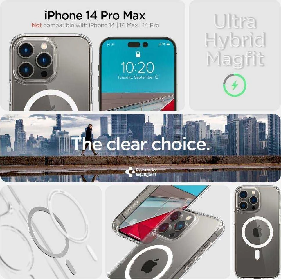 Spigen Ultra Hybrid (MagFit) dėklas skirtas Apple iPhone 14 Pro Max, spalva - Balta