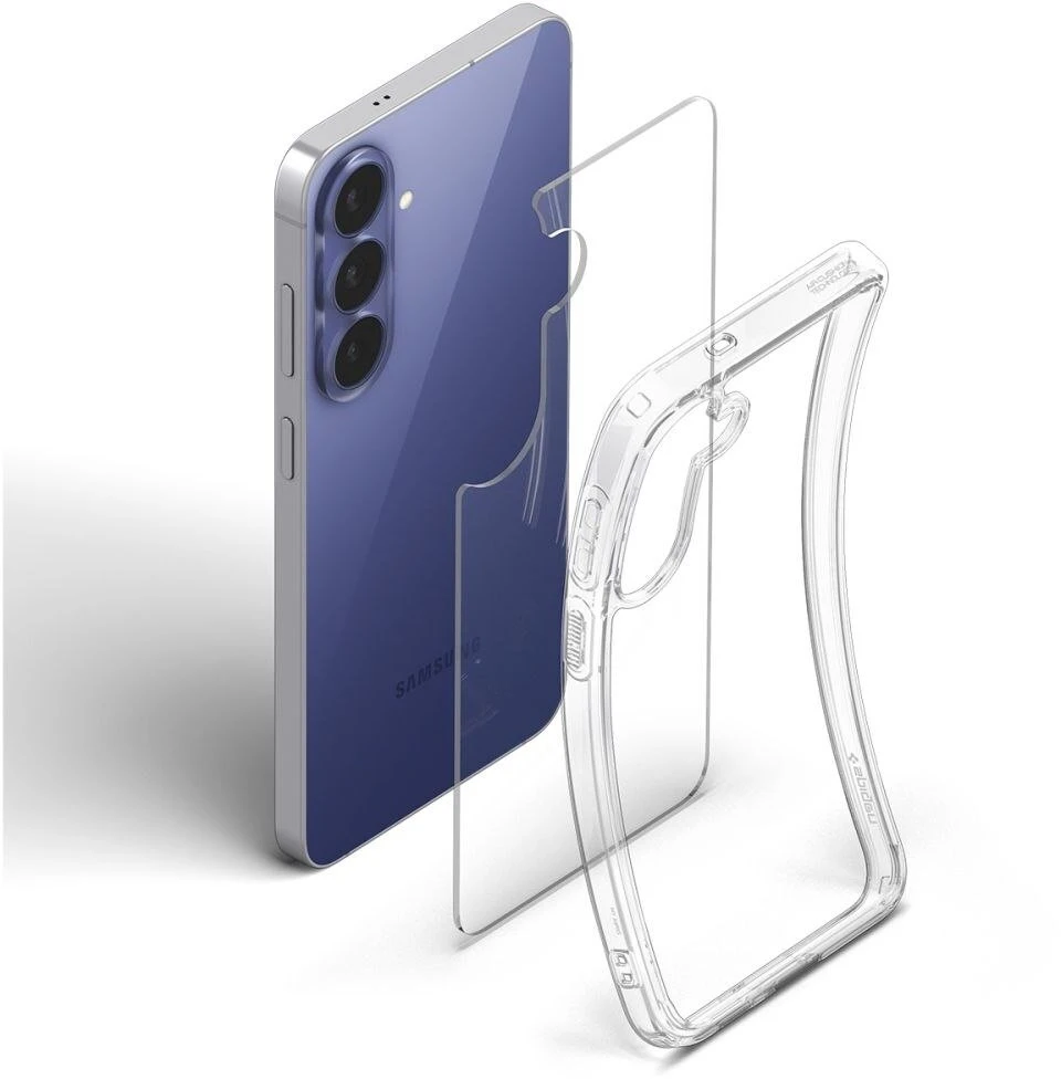 „Spigen Ultra Hybrid“ dėklas, skirtas „Samsung Galaxy S26 FE“, visiškai permatomas