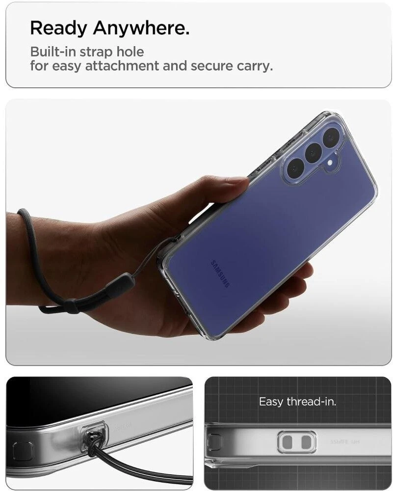 „Spigen Ultra Hybrid“ dėklas, skirtas „Samsung Galaxy S26 FE“, visiškai permatomas