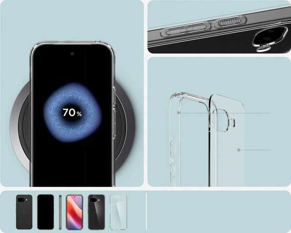 „Spigen Ultra Hybrid“ dėklas, skirtas „Google Pixel 9A“ – skaidrus