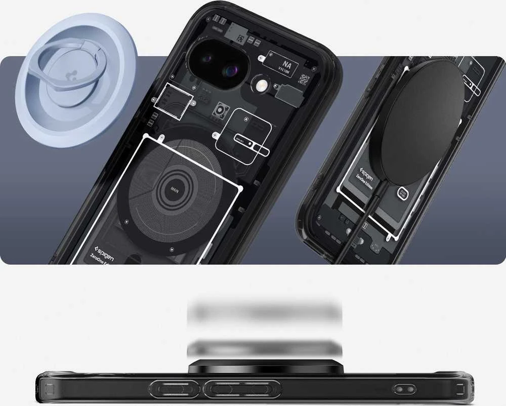 SPIGEN dėklas ULTRA HYBRID MAG suderinamas su MagSafe, skirtas GOOGLE PIXEL 9A zero one juodas