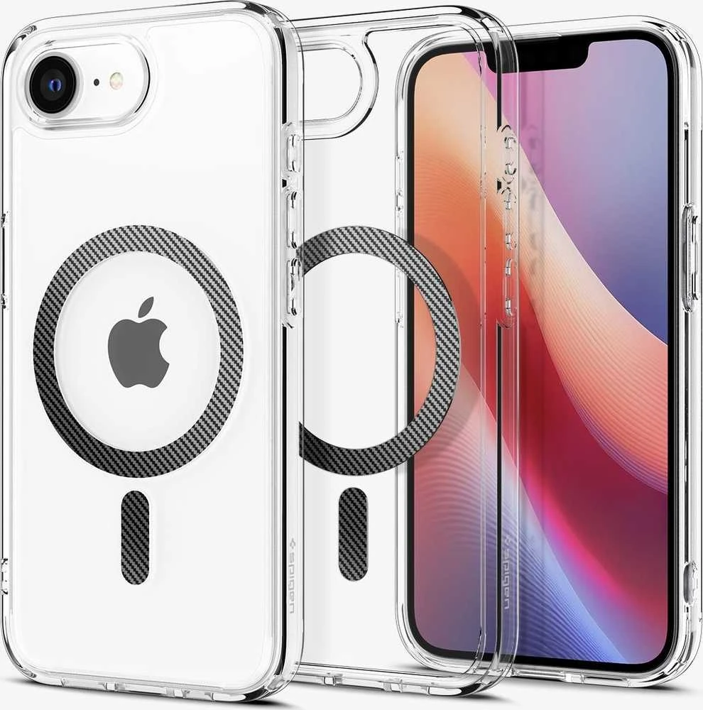 „Spigen Ultra Hybrid MagSafe“ dėklas, skirtas „iPhone 16e“ / „17e“ iš anglies pluošto – skaidrus