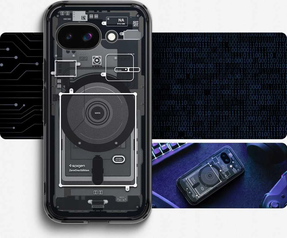 SPIGEN dėklas ULTRA HYBRID MAG suderinamas su MagSafe, skirtas GOOGLE PIXEL 9A zero one juodas