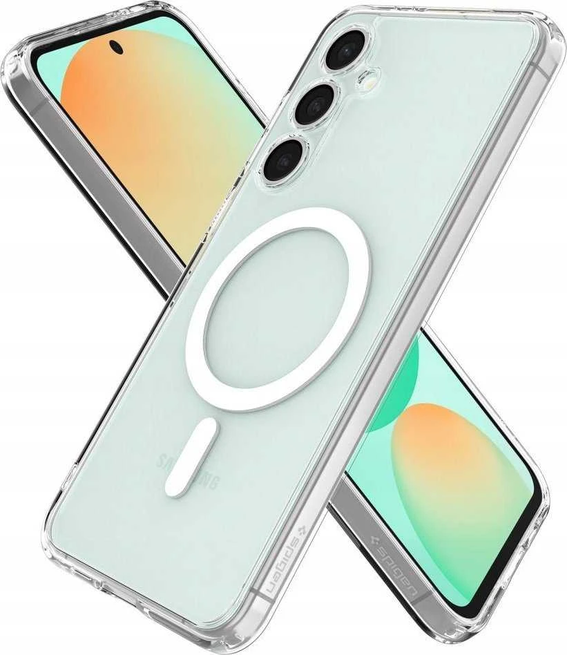 SPIGEN dėklas ULTRA HYBRID MAG suderinamas su MagSafe, skirtas S25 skaidrus / baltas