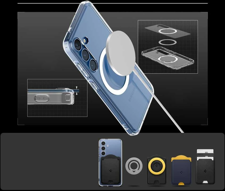 Spigen Ultra Hybrid Mag MagSafe – dėklas skirtas Samsung Galaxy S25+ Clear / Baltas