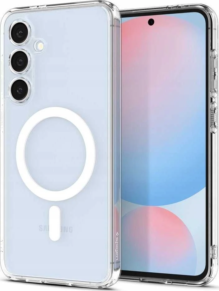 SPIGEN dėklas ULTRA HYBRID MAG suderinamas su MagSafe, skirtas S25 skaidrus / baltas