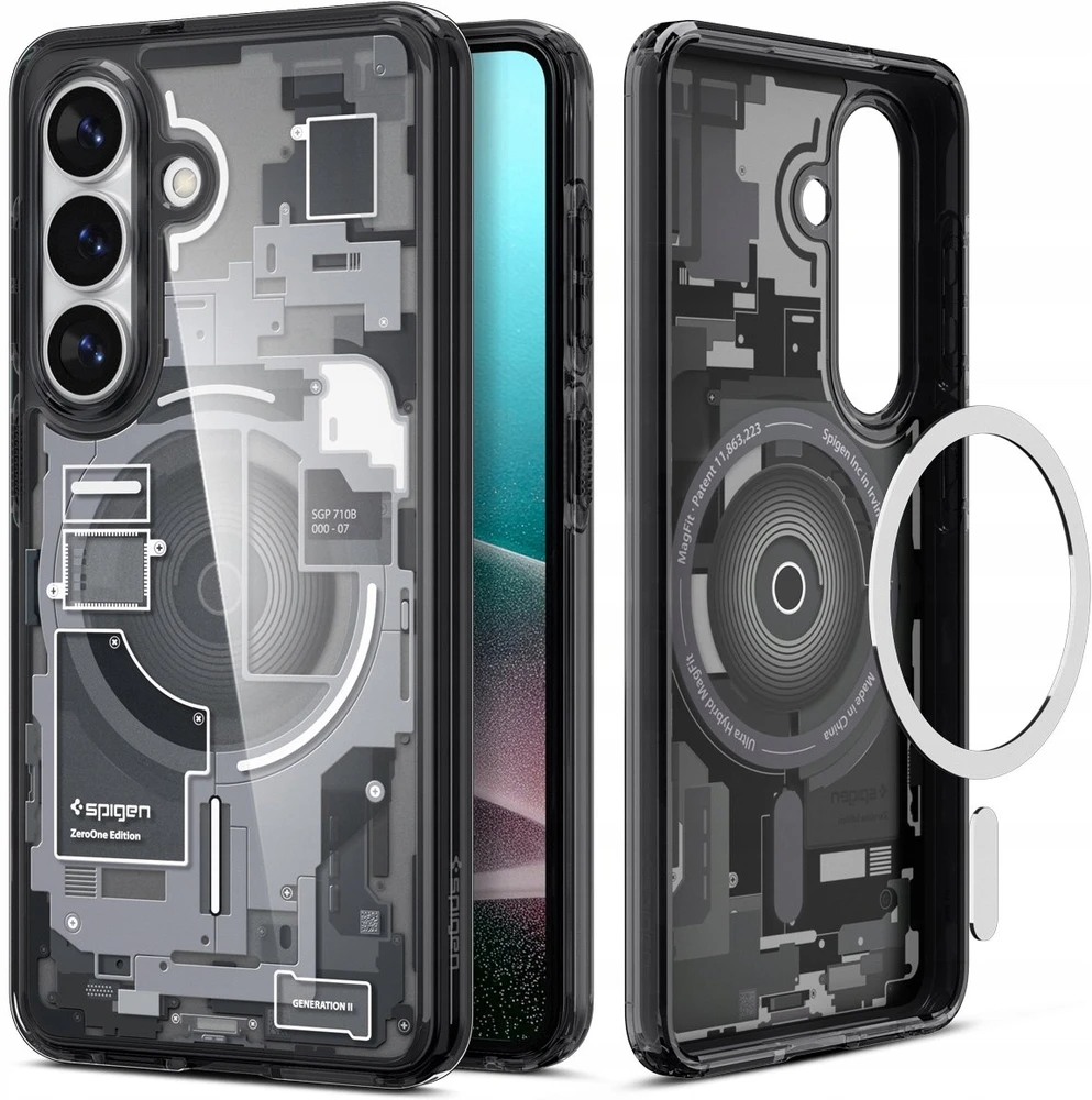 Spigen Ultra Hybrid Mag MagSafe dėklas skirtas Samsung Galaxy S26 Zero One – Clear juodos spalvos