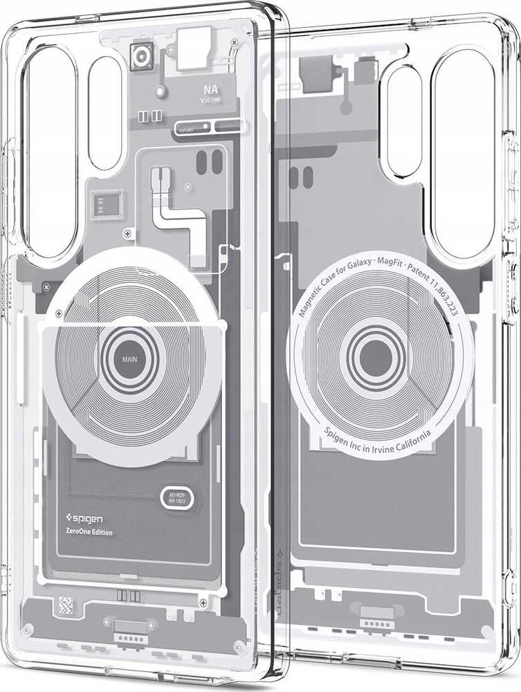 SPIGEN dėklas ULTRA HYBRID MAG suderinamas su MagSafe, skirtas S25 Ultra zero one baltas