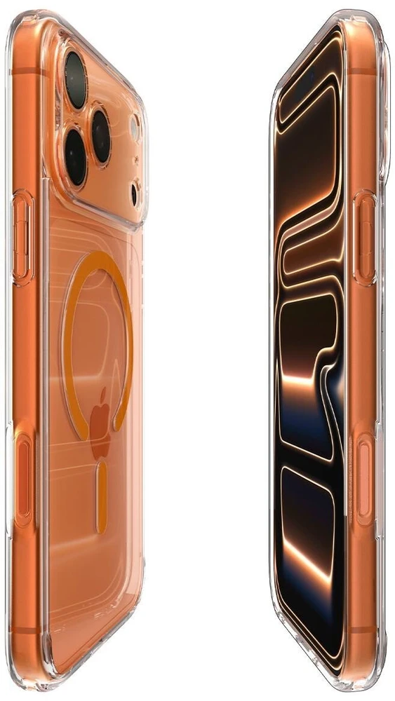 Dėklas „Spigen Ultra Hybrid MagSafe“, skaidrus oranžinis - iPhone 17 Pro