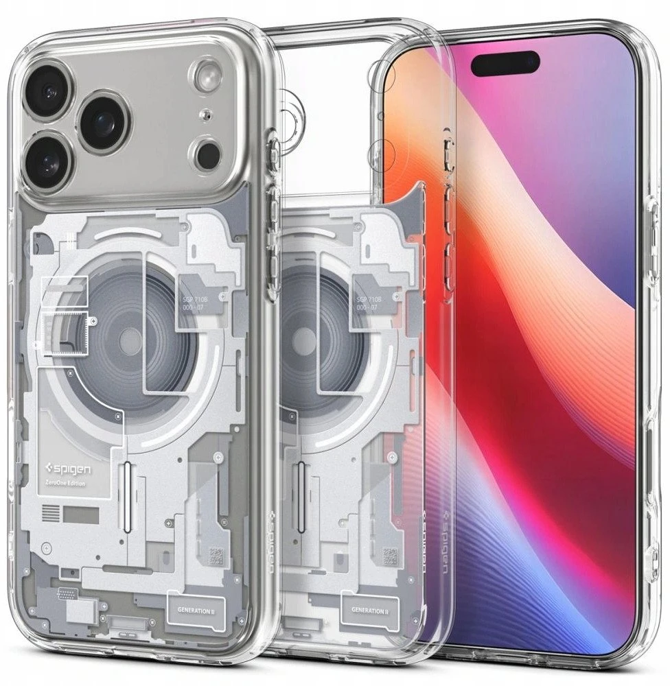 Dėklas „Spigen Ultra Hybrid MagSafe“, „Zero One“ baltos – „iPhone 17 Pro Max“