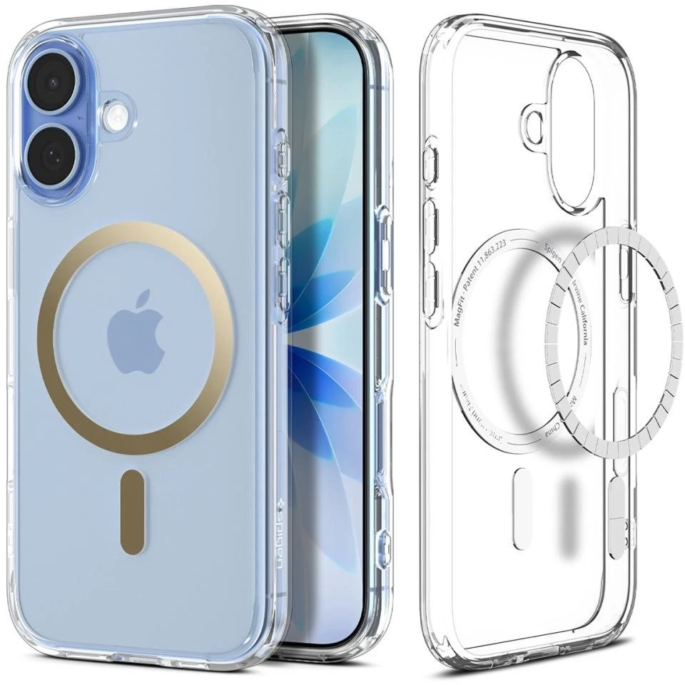 Spigen Ultra Hybrid MagSafe dėklas skirtas Apple iPhone 17 – skaidrus auksos spalvos