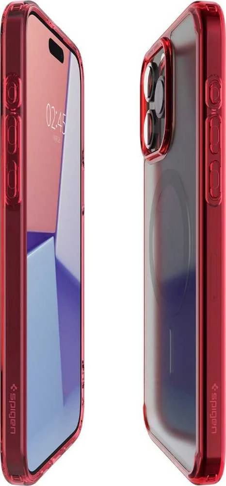 Spigen Ultra Hybrid (MagFit) dėklas skirtas Apple iPhone 15 Pro, spalva - Frost Deep Raudona