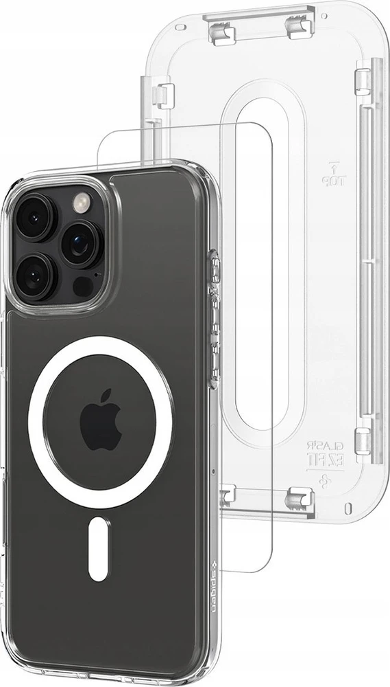 Dėklas Spigen Ultra Hybrid MagSafe, baltas + stiklas tR EZ Fit Pack - iPhone 16 Pro Max