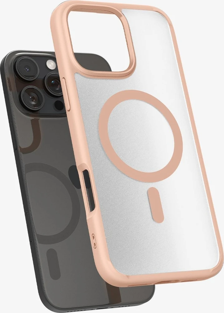 Dėklas Spigen „Ultra Hybrid MagSafe“, šerkšno rožinės spalvos titano spalvos – „iPhone 16 Pro“