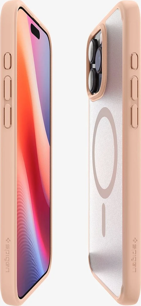 Dėklas Spigen „Ultra Hybrid MagSafe“, šerkšno rožinės spalvos titano spalvos – „iPhone 16 Pro“