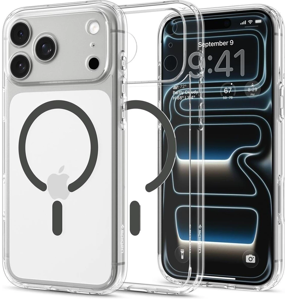 Dėklas Spigen Ultra Hybrid MagSafe iPhone 17 Pro Max / 18 Pro Max SKAIDRUS/GRAFITO