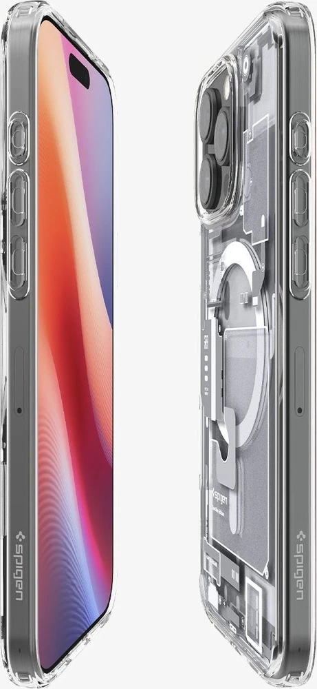 Dėklas „Spigen Ultra Hybrid MagSafe“, „Zero One“ baltos – „iPhone 16 Pro Max“