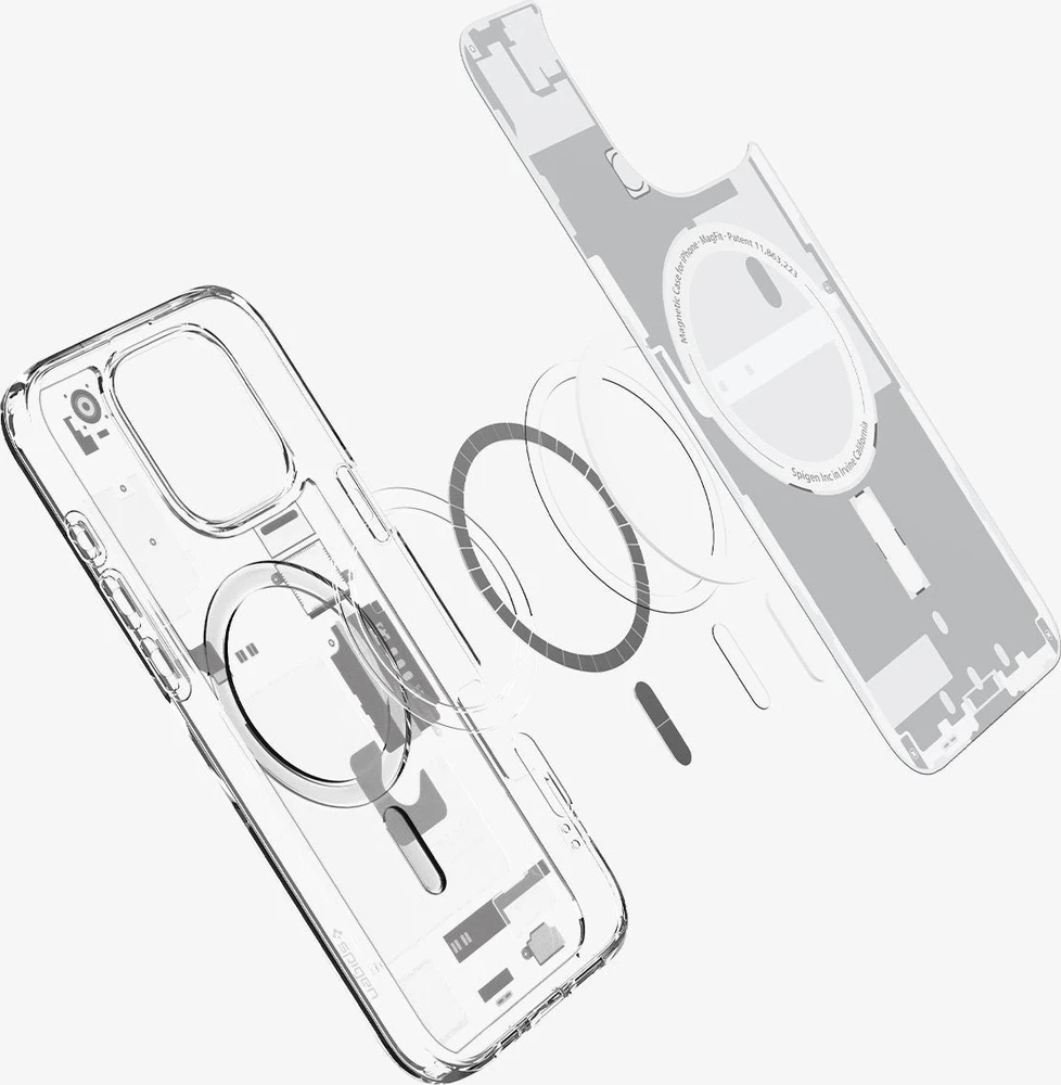 Dėklas „Spigen Ultra Hybrid MagSafe“, „Zero One“ baltos – „iPhone 16 Pro Max“