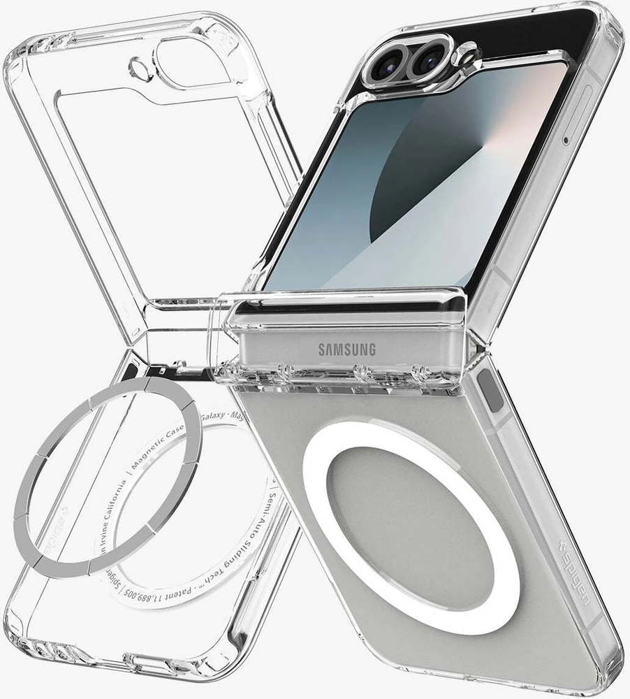 Dėklas Spigen Ultra Hybrid Pro MagSafe, skaidrus baltas - Samsung Galaxy Z Flip7 FE/Flip 6