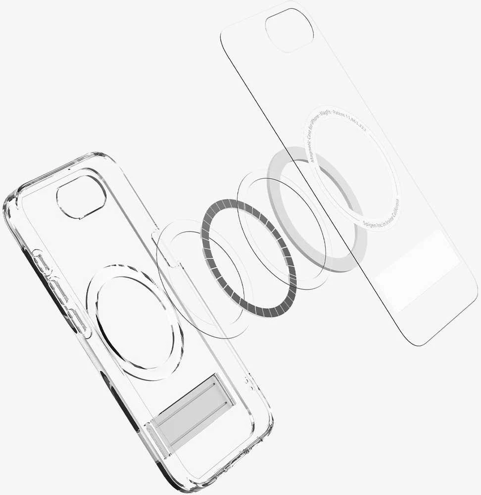 Dėklas Spigen Ultra Hybrid S MagSafe, skaidrus baltas - iPhone 16e