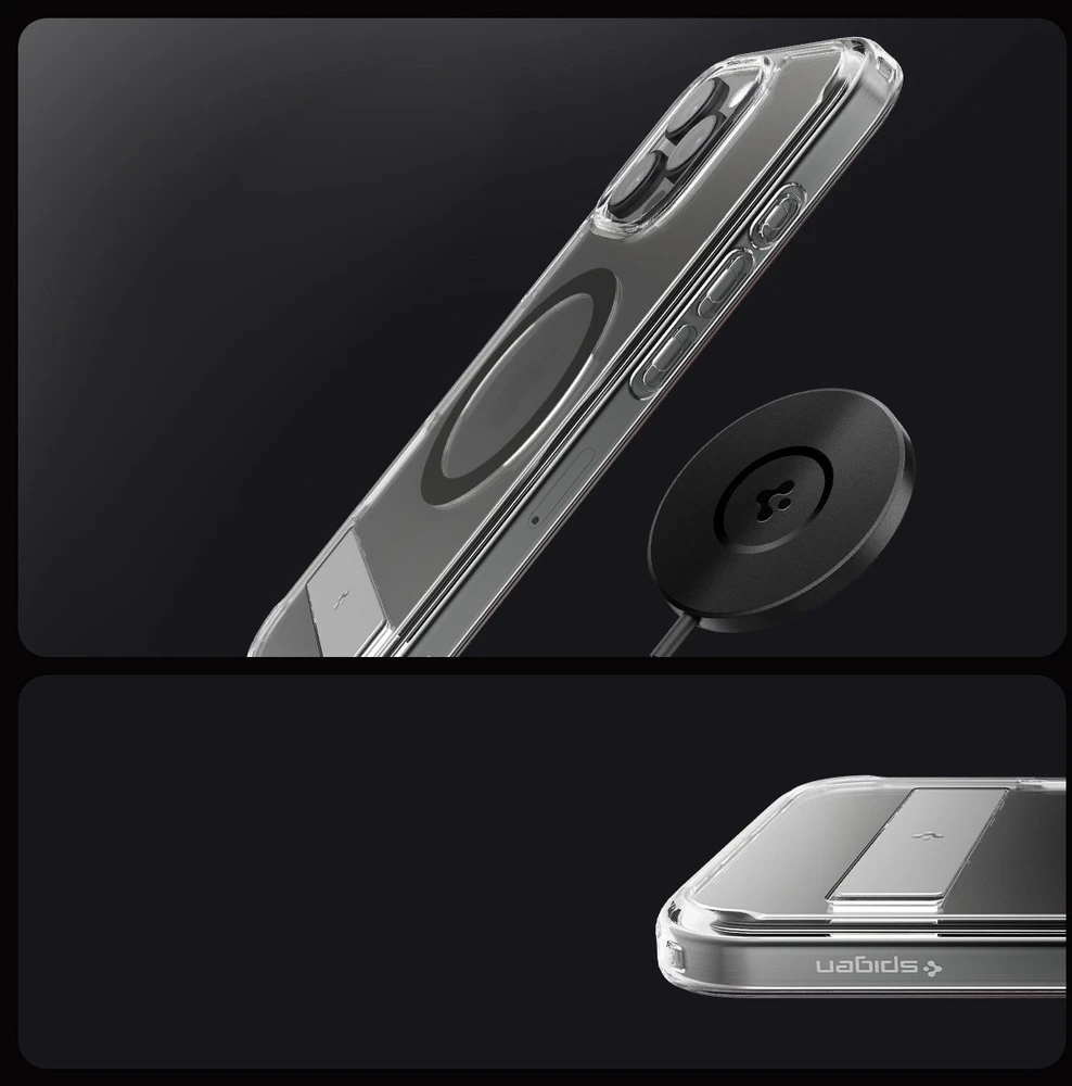 Dėklas Spigen „Ultra Hybrid S MagSafe“, grafito spalvos – „iPhone 16 Pro“