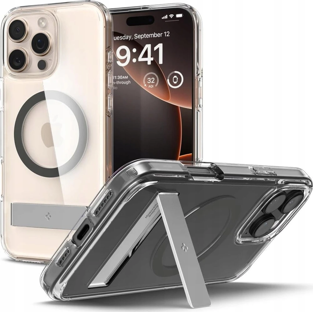 Dėklas Spigen „Ultra Hybrid S MagSafe“, grafito spalvos – „iPhone 16 Pro“