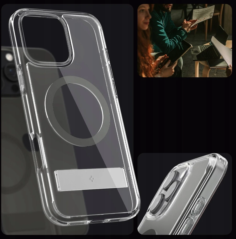 Dėklas Spigen „Ultra Hybrid S MagSafe“, grafito spalvos – „iPhone 16 Pro“