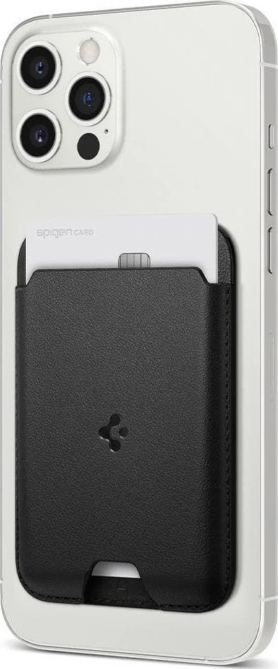 Spigen VALENTINUS MAGSAFE universalus magnetinis kortelių dėklas, juodos spalvos