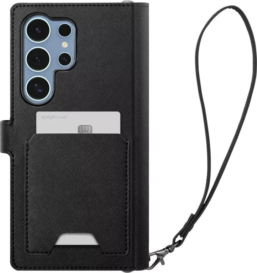 Spigen Wallet „S” Samsung Galaxy S25 Ultra dėklas telefonui, juodos spalvos