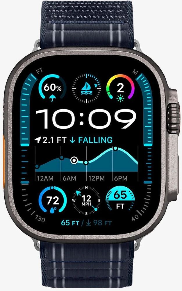 „Spigen Fabric Band“ apyrankė su lipdukais ir kilpelėmis, tamsiai mėlyna - „Apple Watch 49mm/46mm/45mm/44mm“