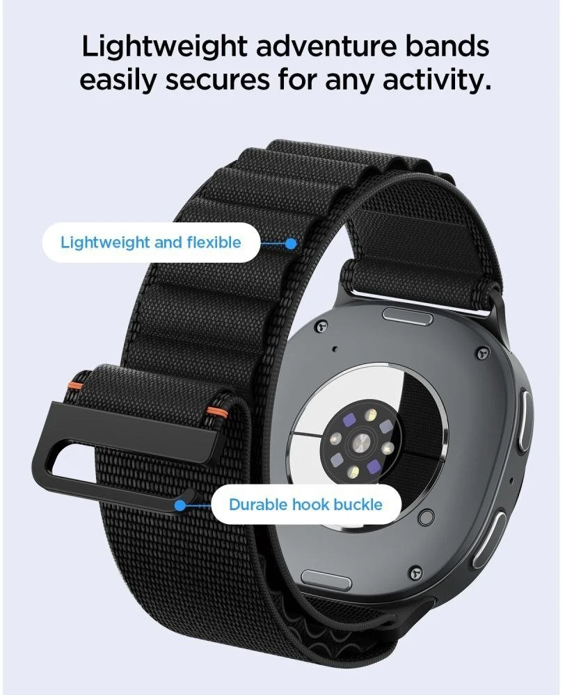 Spigen WBF1 DIRŽELIS Samsung Galaxy WATCH 8 / 9 / CLASSIC (40 / 44 / 46 MM) Juodas