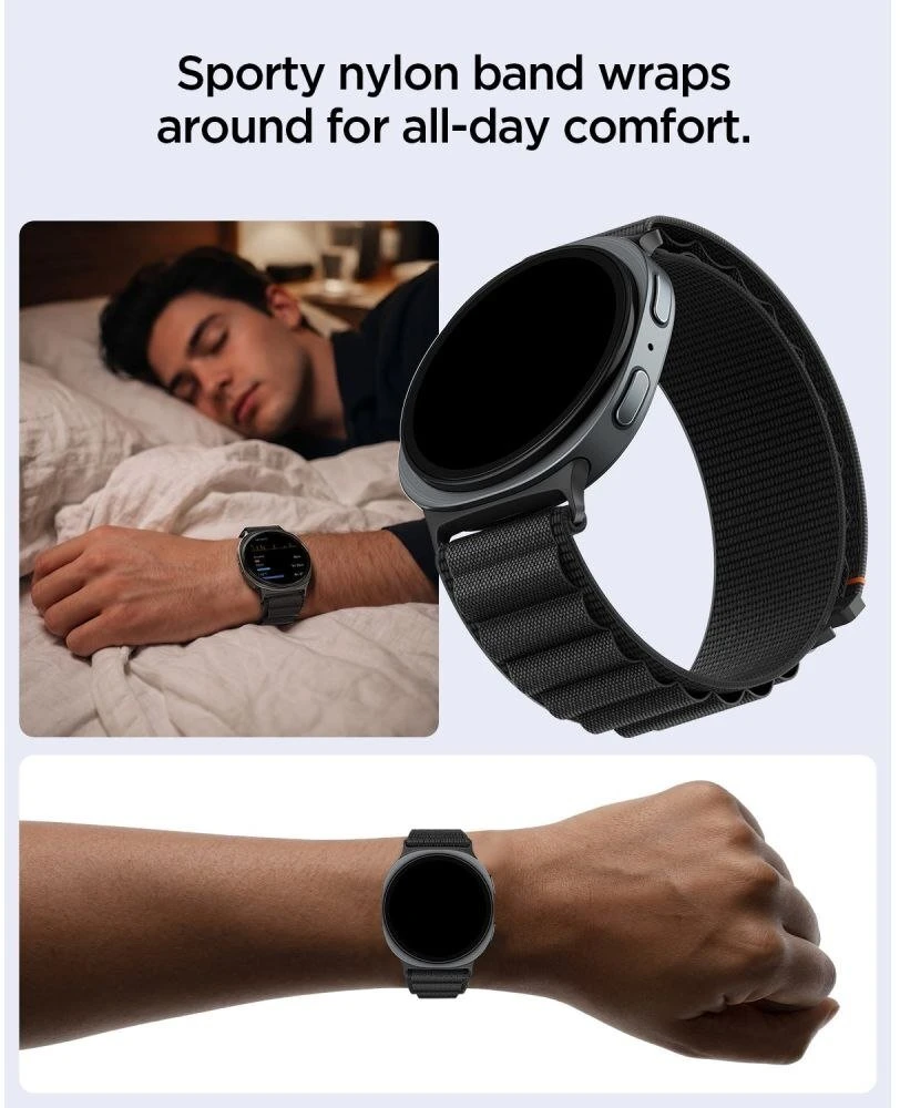 Spigen WBF1 DIRŽELIS Samsung Galaxy WATCH 8 / 9 / CLASSIC (40 / 44 / 46 MM) Juodas