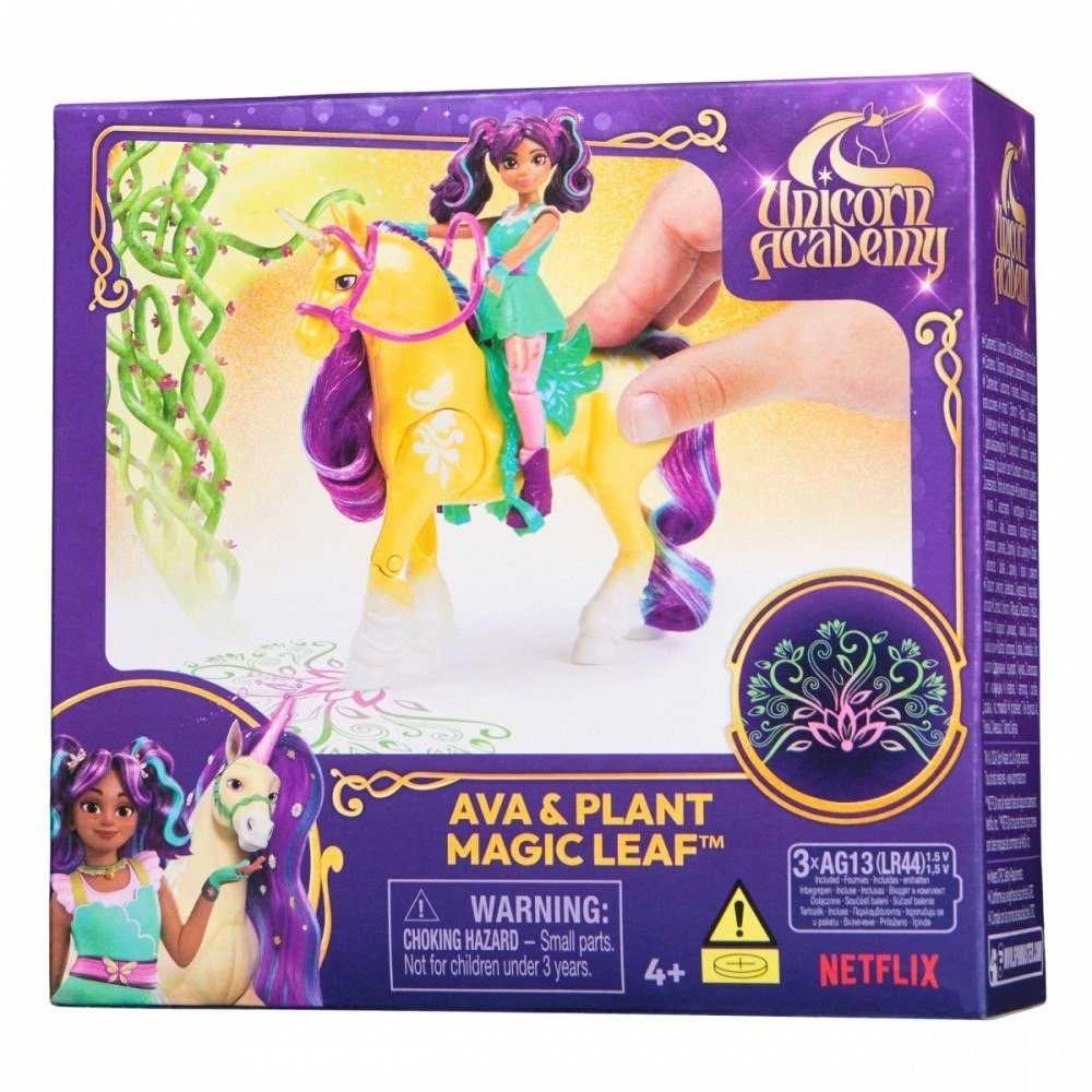 Spin Master Vienaragio akademijos Rinkinys figūrėlės Ava ir Plant Magic Leaf mergaitė ir vienaragis su šviesa + priedai