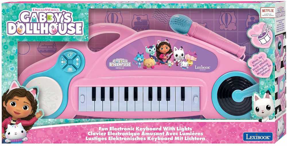 Lexibook – Gabby's Dollhouse elektroninė klaviatūra su šviesomis (K704GDH)