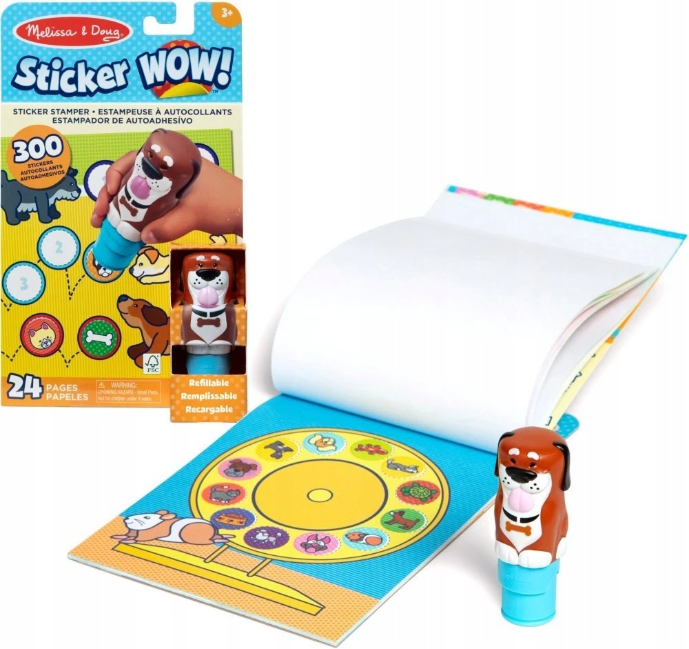 Spin Master „Stickerwow“ knygelė, 300 lipdukų + antspaudas, Melissa & Doug antspaudai