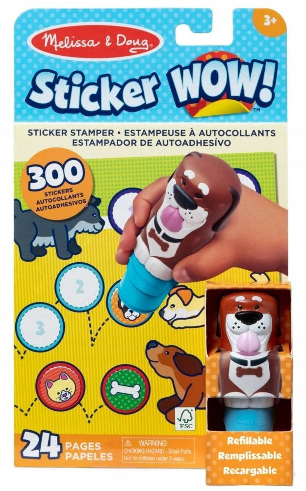 Spin Master „Stickerwow“ knygelė, 300 lipdukų + antspaudas, Melissa & Doug antspaudai
