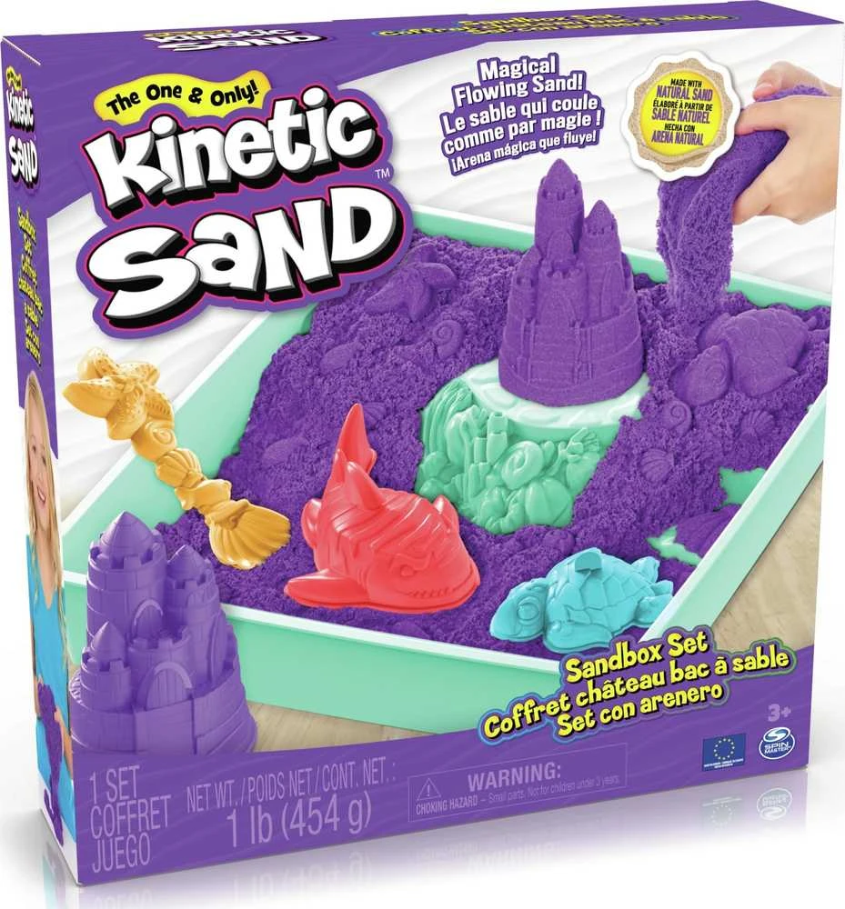 Spin Master Kinetic Sand Kinetinis smėlis – smėlio dėžės rinkinys – violetinė (6067477)