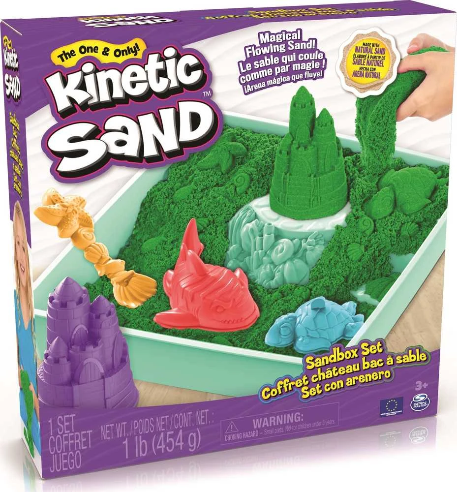 Spin Master Kinetic Sand Kinetinis smėlis – smėlio dėžės rinkinys – žalias (6067479)