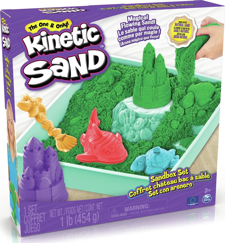 Spin Master Kinetic Sand Kinetinis smėlis – smėlio dėžės rinkinys – žalias (6067479)