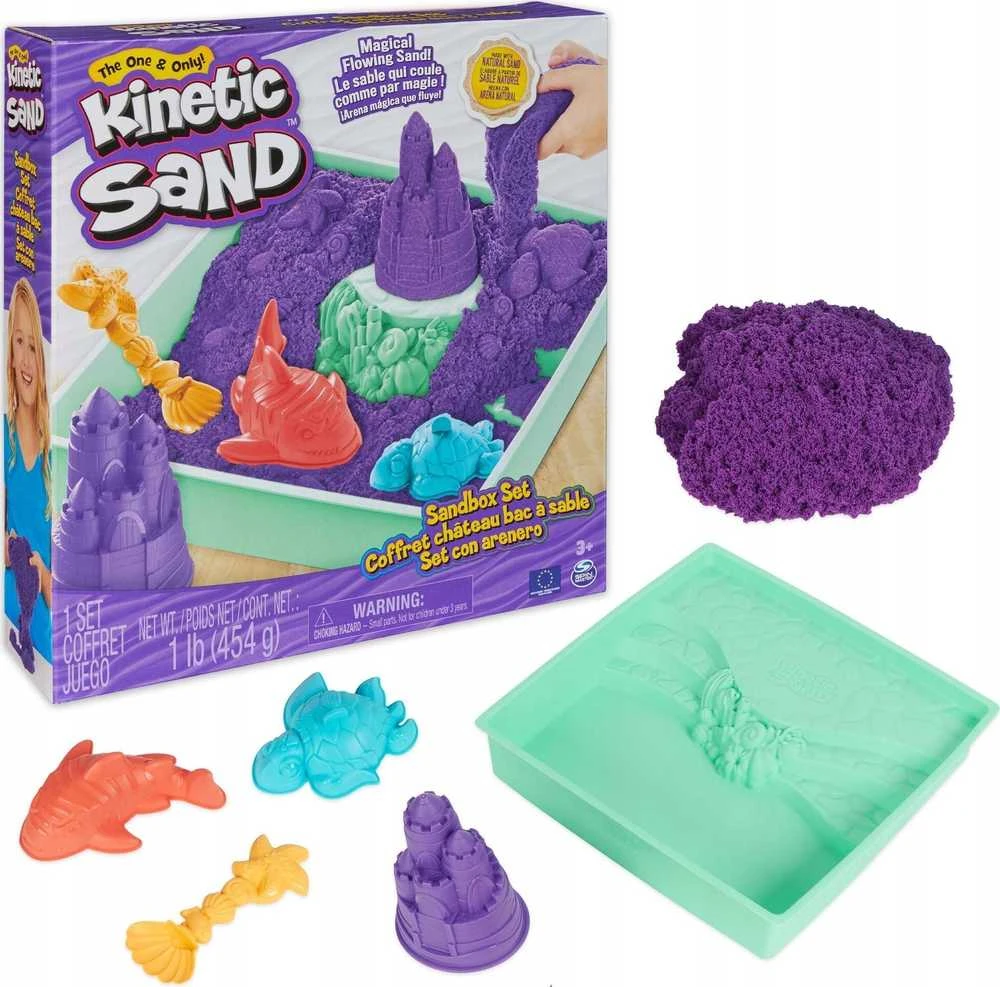 Spin Master Kinetic Sand Kinetinis smėlis – smėlio dėžės rinkinys – violetinė (6067477)