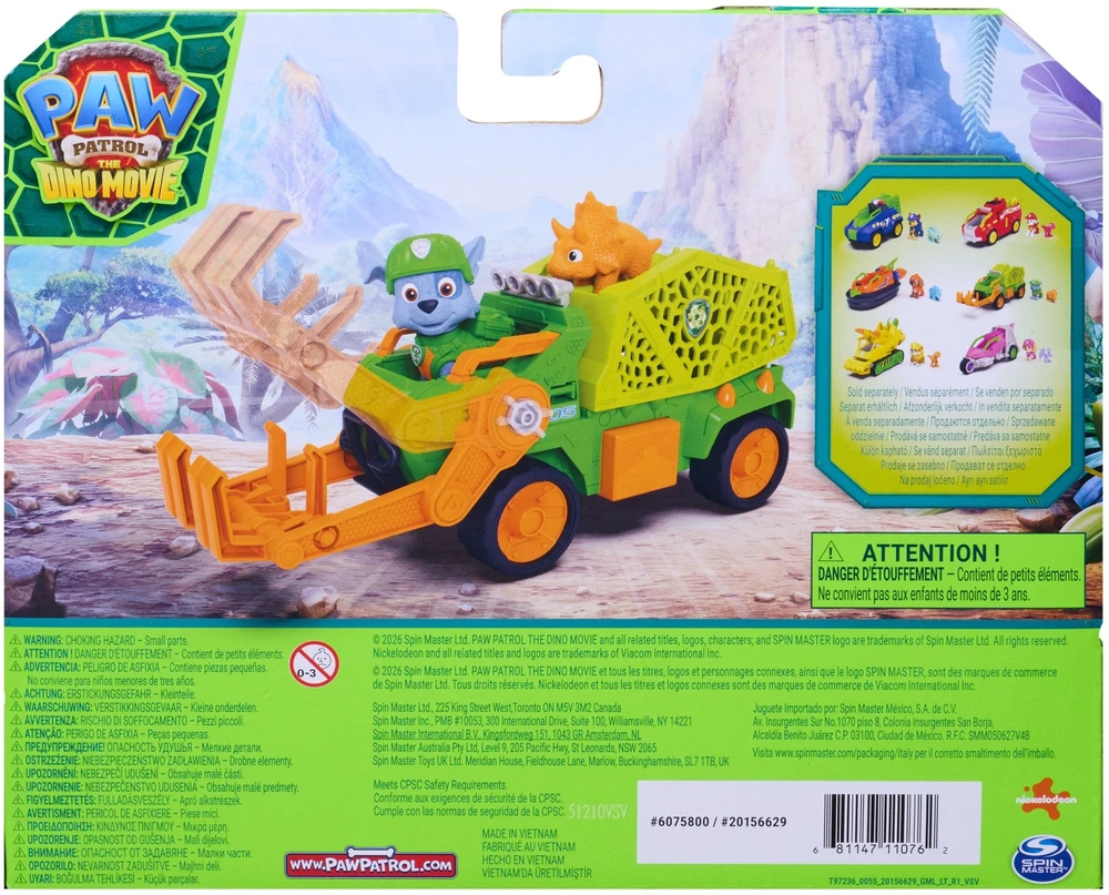 Spin Master PAW PATROL transporto priemonė Dino Theme Rocky, 6075772