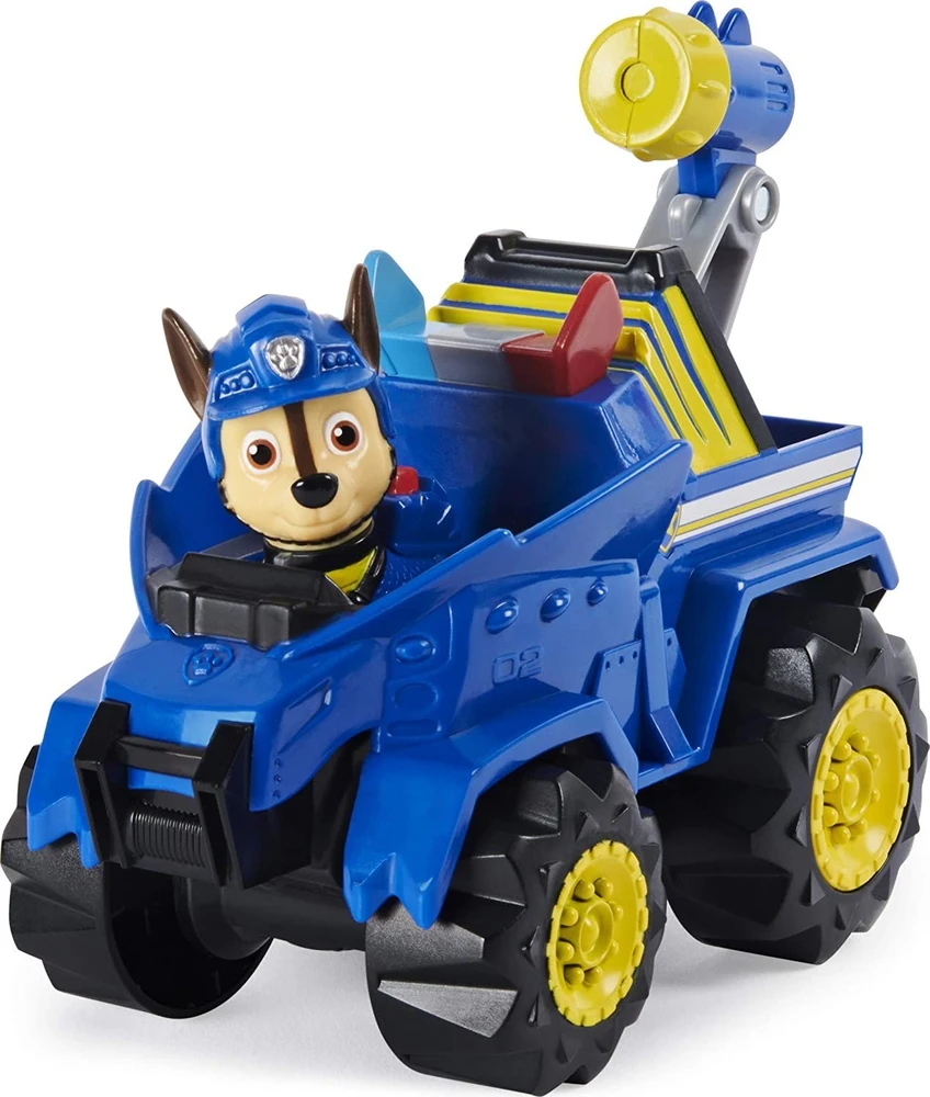 Spin Master Spin Master Paw Patrol Dino Rescue Chases Basic Vehicle, Toy Vehicle (Mėlyna/Geltona, Su šunų figūra ir Surprise Dino)