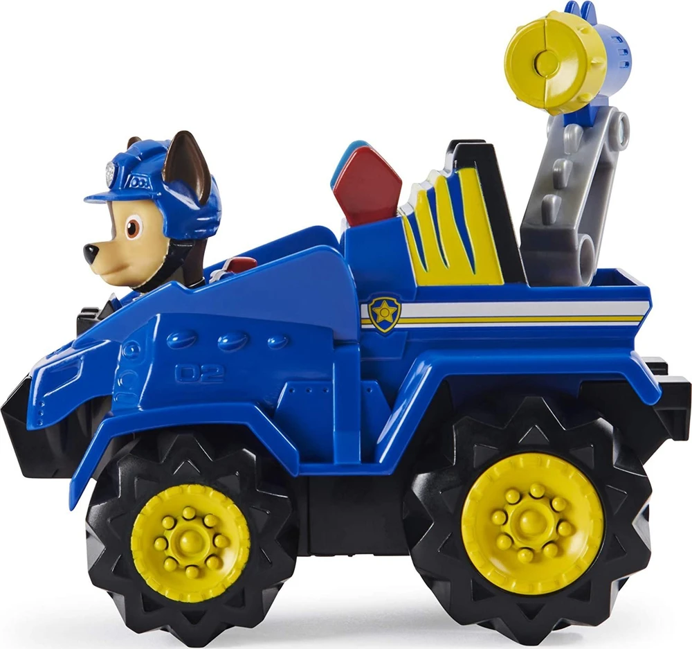 Spin Master Spin Master Paw Patrol Dino Rescue Chases Basic Vehicle, Toy Vehicle (Mėlyna/Geltona, Su šunų figūra ir Surprise Dino)
