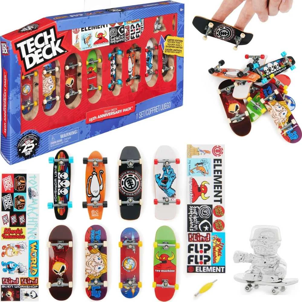Spin Master „Tech Deck Rinkinys“ spalvingos grifinės riedlentės, 8 vnt. riedlenčių rinkinys, „tech deck“, vyruko figūrėlė