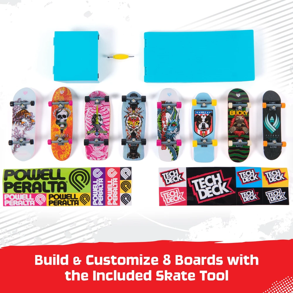 Tech Deck Tech kaladės, 8 vnt. pakuotė – Retro neoninė