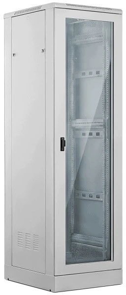 Spinta 24U 600x600, stiklinės priekinės durys, metalinės galinės durys, spyna, 4 atraminės sijos, komplekte cokolis, savarankiškam surinkimui, spalva pilka, ALANTEC